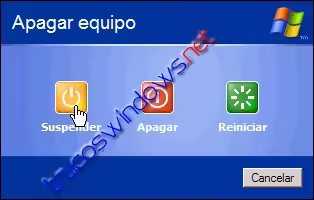 Inicio - Apagar el equipo - Suspender
