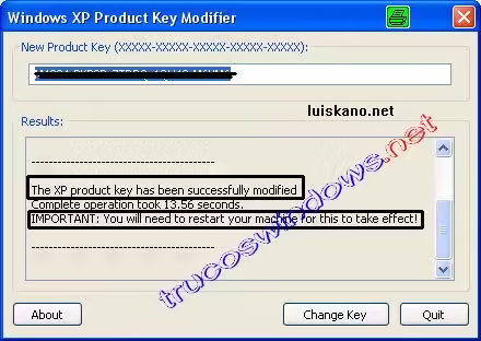 Cambiar el Serial de Windows XP